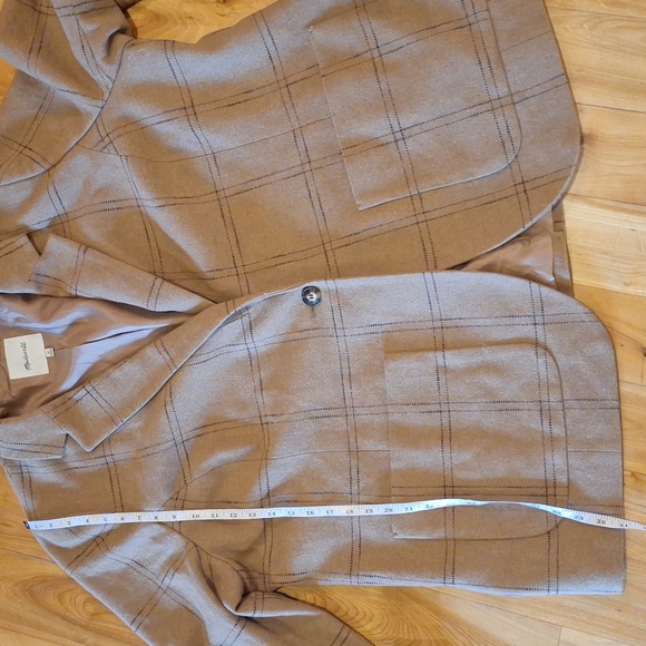 NWOT Madewell Larsen Blazer in Windowpane Plus Size 3X Black & Tan - Picture 9 of 12